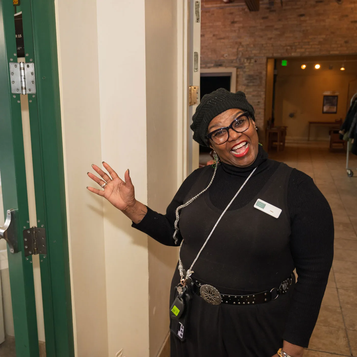 Skylight usher waving