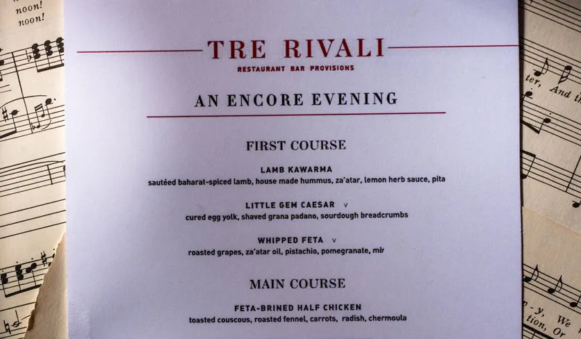 Tre Rivali dinner menu